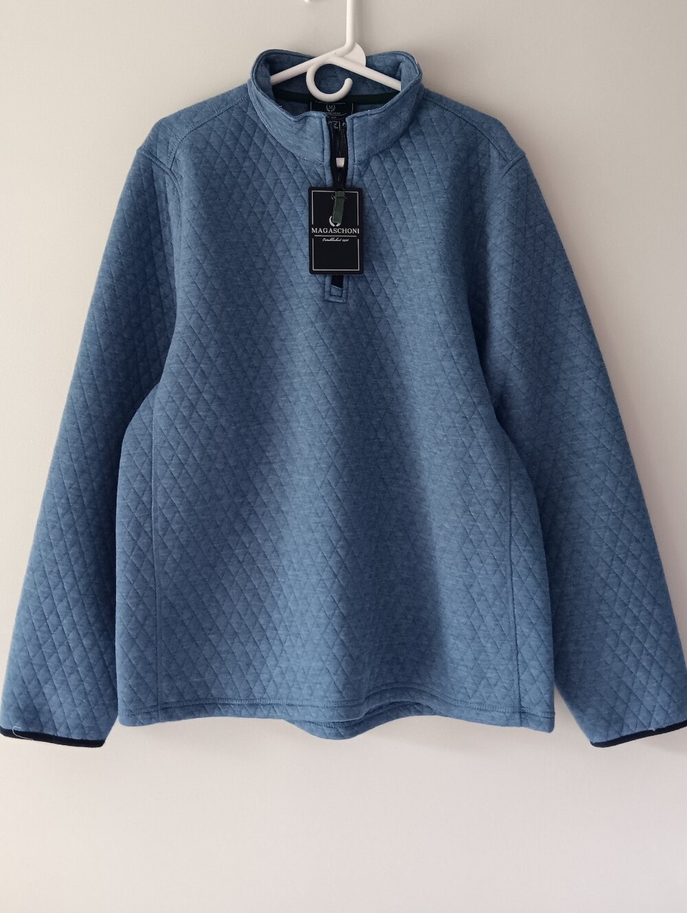 Magaschoni Quarter-Zip Pullover Blue XXL